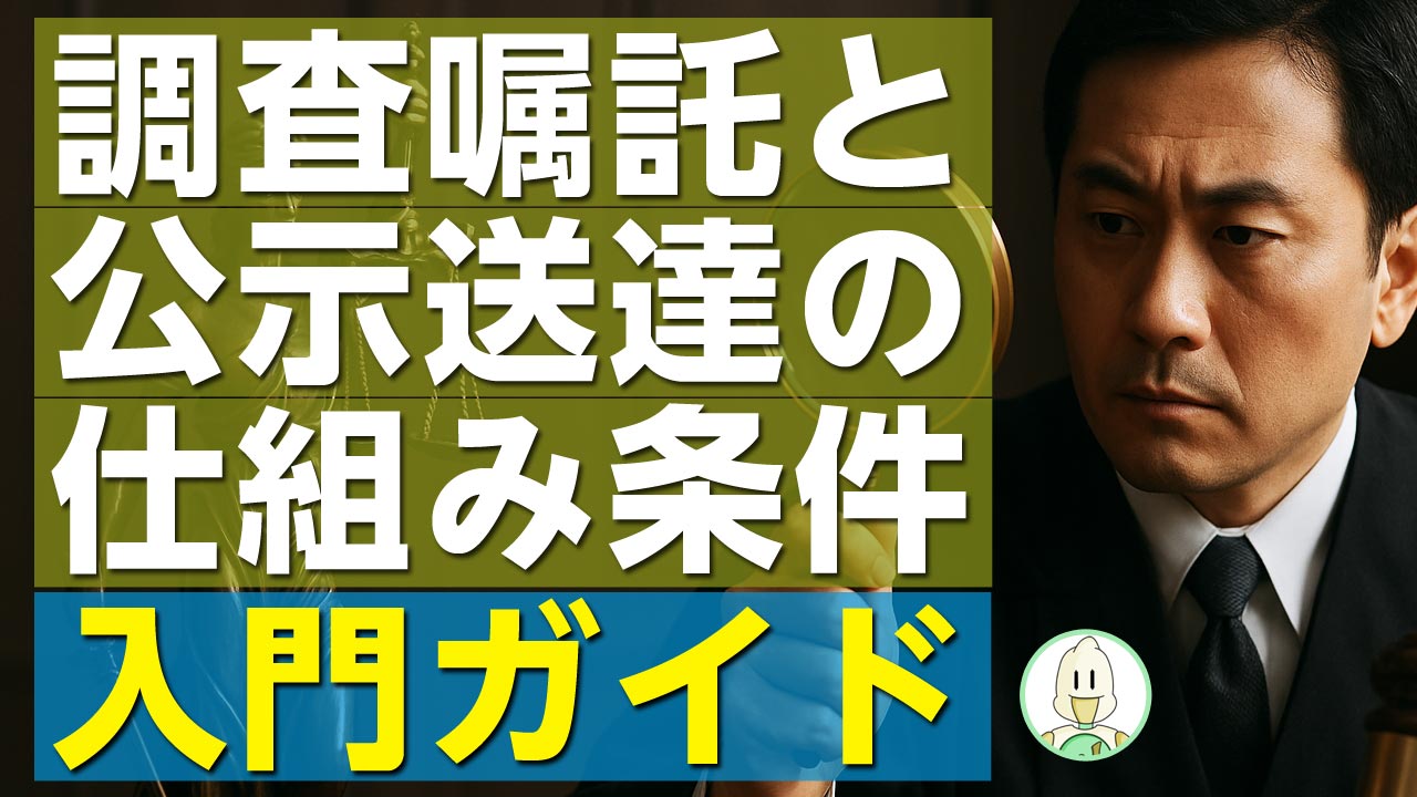 調査嘱託と公示送達の仕組みと条件のイメージ