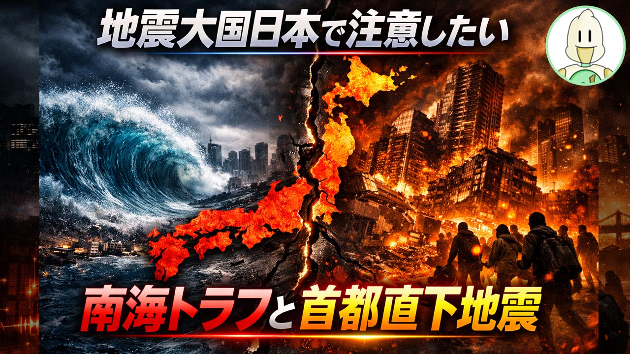地震大国日本で注意したい南海トラフと首都直下地震のイメージ